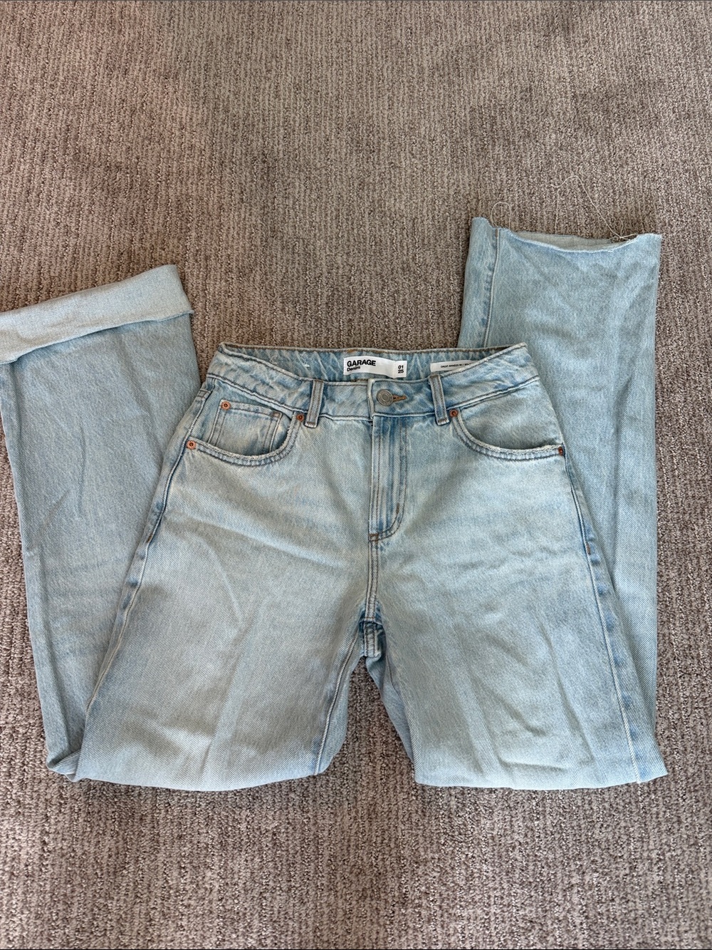 Garage 90’s straight Light Wash Straight Leg Jeans - Pale Blue , size 01/25
